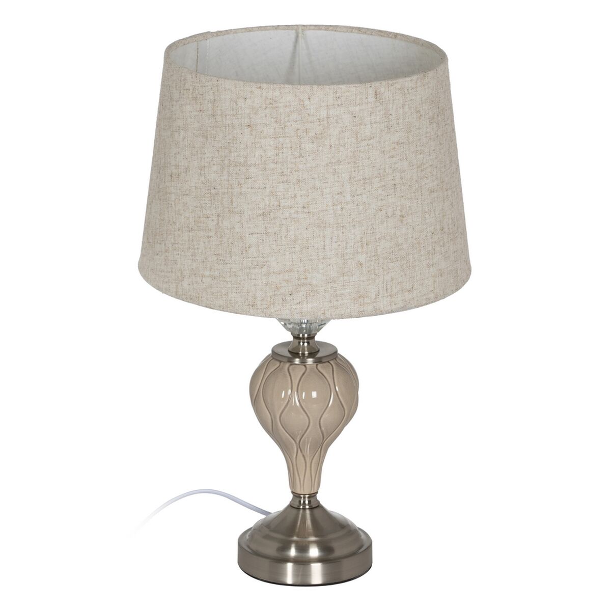 Bordslampa Beige Silvrig Metall Glas 10 W 220 V 30 x 30 x 48 cm