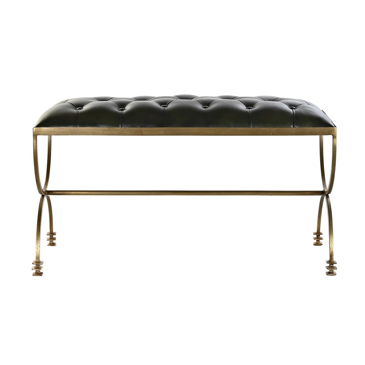 Foot-of-bed Bench DKD Home Decor 90 x 38 x 52 cm Gyllene Metall Grön Metallic - 7