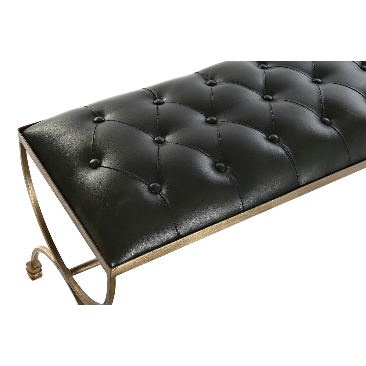 Foot-of-bed Bench DKD Home Decor 90 x 38 x 52 cm Gyllene Metall Grön Metallic - 3