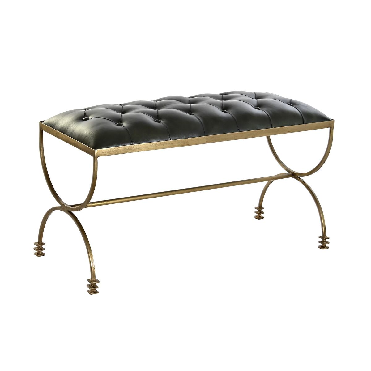 Foot-of-bed Bench DKD Home Decor 90 x 38 x 52 cm Gyllene Metall Grön Metallic - 6