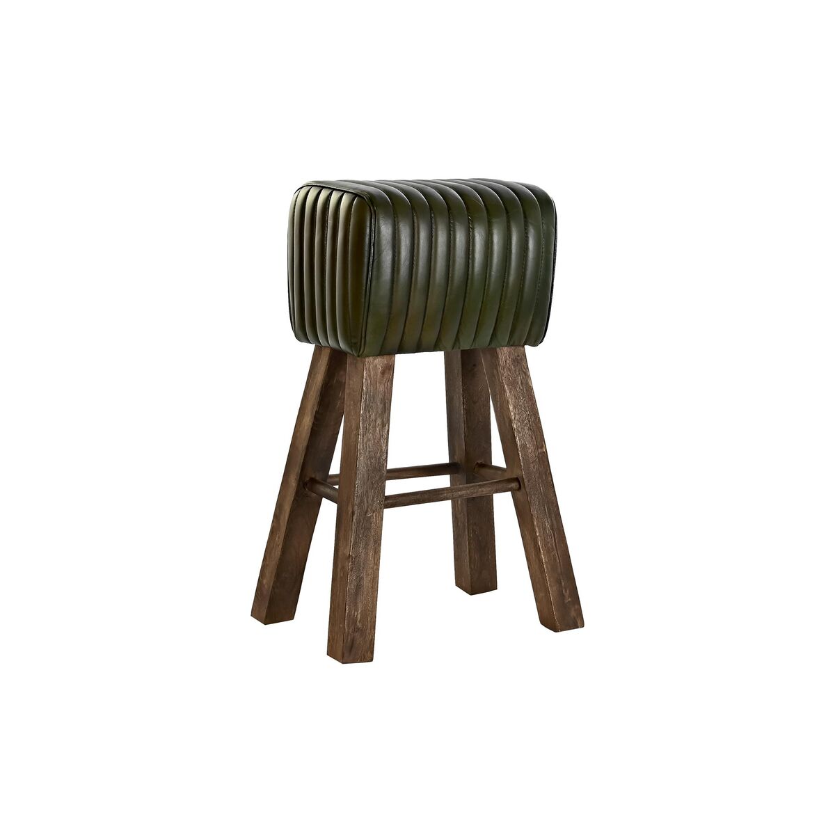 Sittpall DKD Home Decor Trä Brun Läder Grön (41 x 30 x 79 cm) - 4