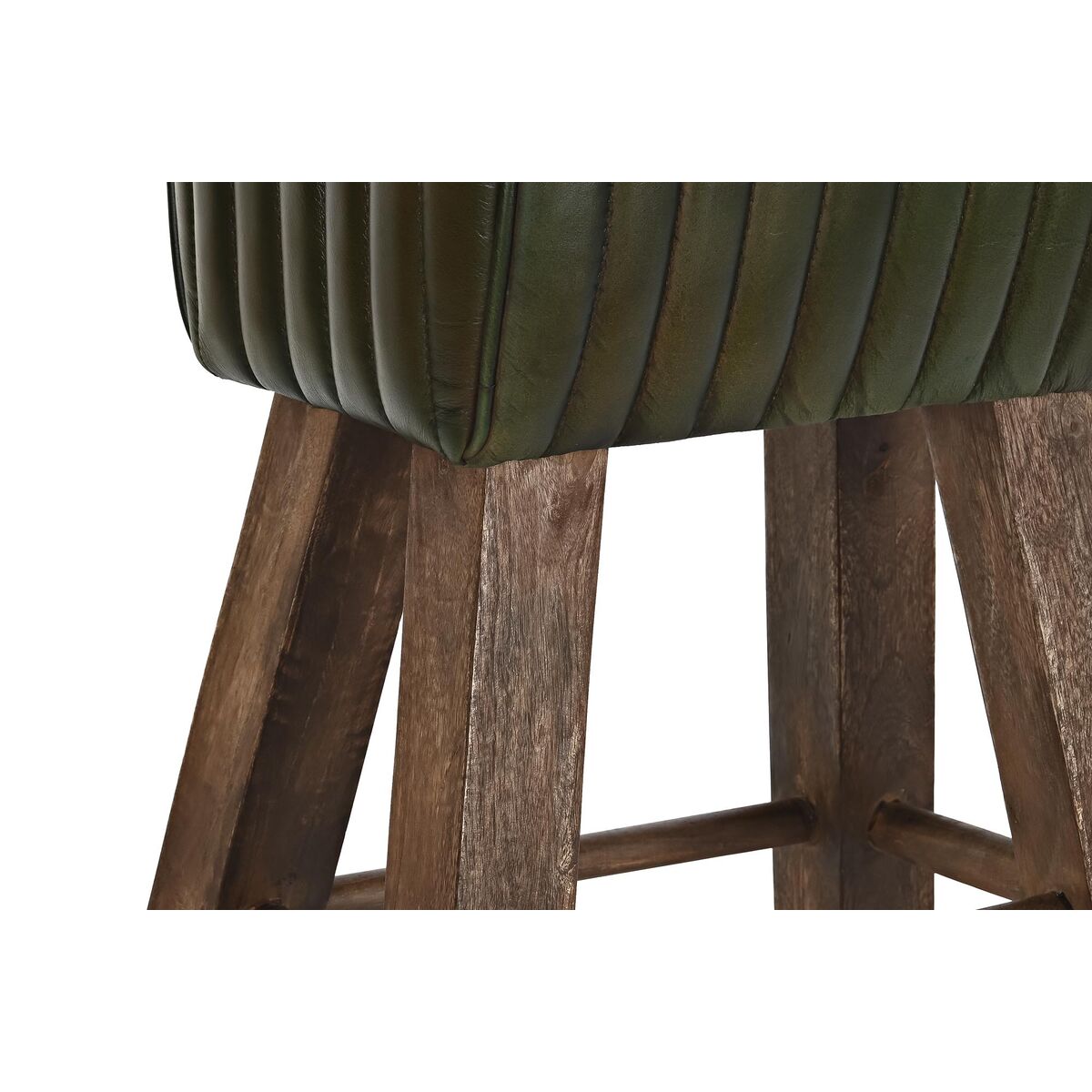 Sittpall DKD Home Decor Trä Brun Läder Grön (41 x 30 x 79 cm) - 2