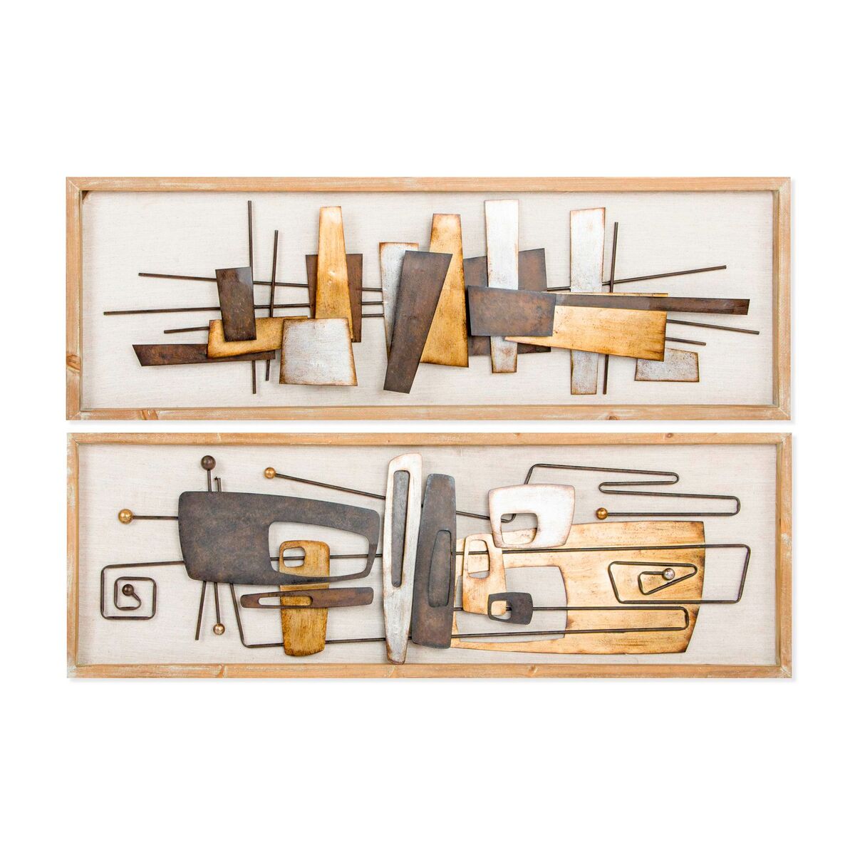 Väggdekoration DKD Home Decor 120 x 40 x 5,5 cm Abstrakt Naturell Gyllene Multicolour Modern (2 antal)
