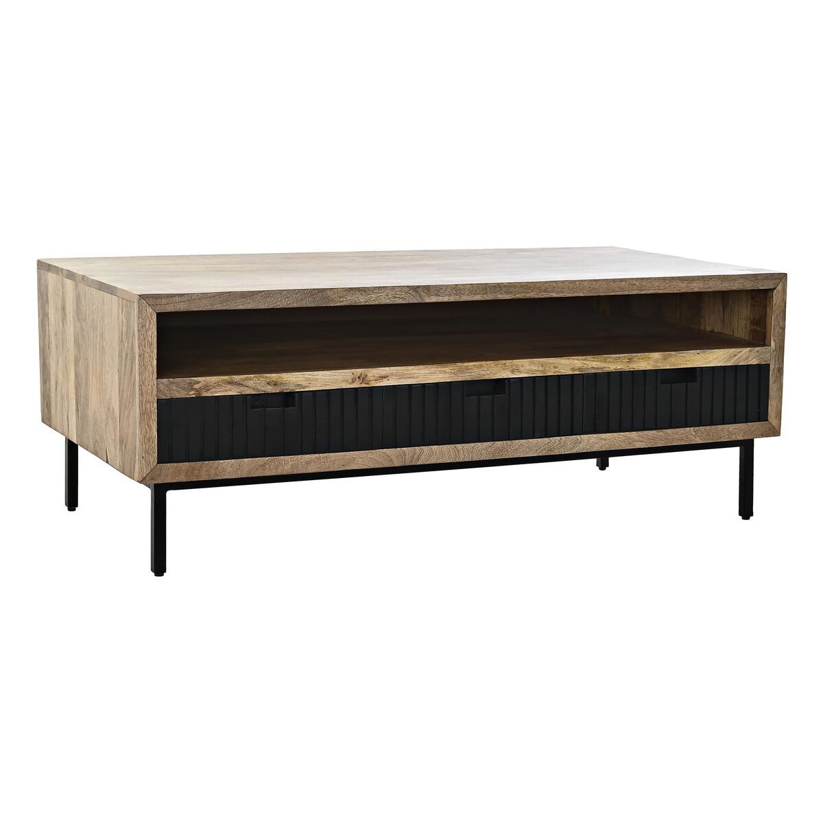 Soffbord DKD Home Decor Svart Ljusbrun Metall Mangoträ 120 x 60 x 45 cm - 3