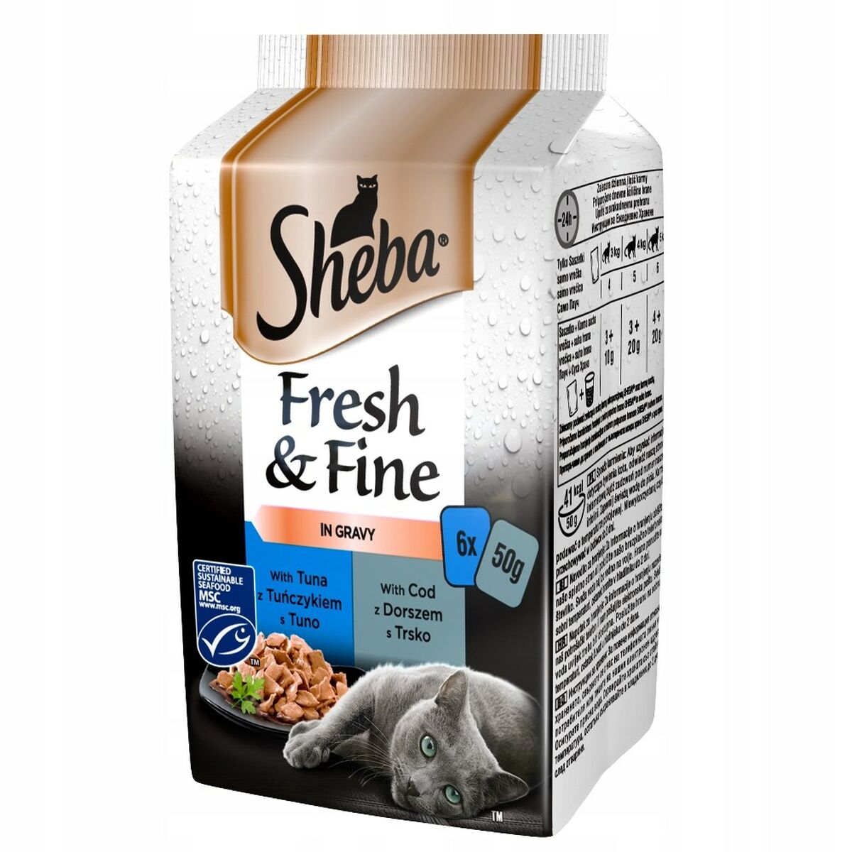 Kattmat Sheba Fresh Fine Tuna and cod in gravy Fisk 6 x 50 g