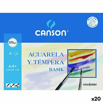 Akvarellpapper Canson 6 ark 370 g/m² (20 antal)