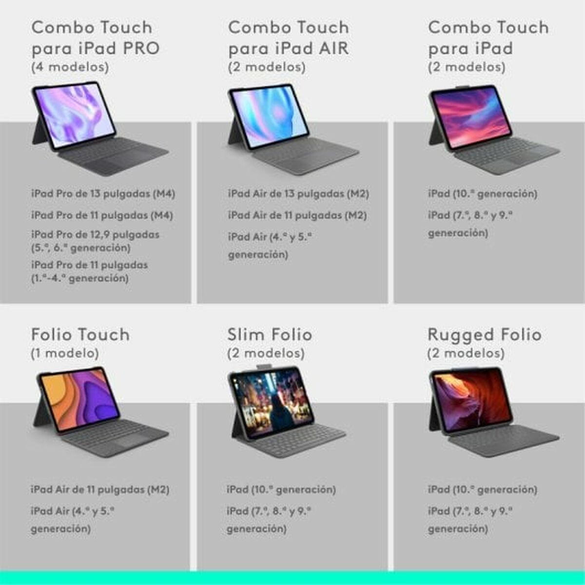 Fodral till Läsplatta Logitech iPad Air 2024 | iPad Air 2022 Grå Qwerty Spanska QWERTY - 6