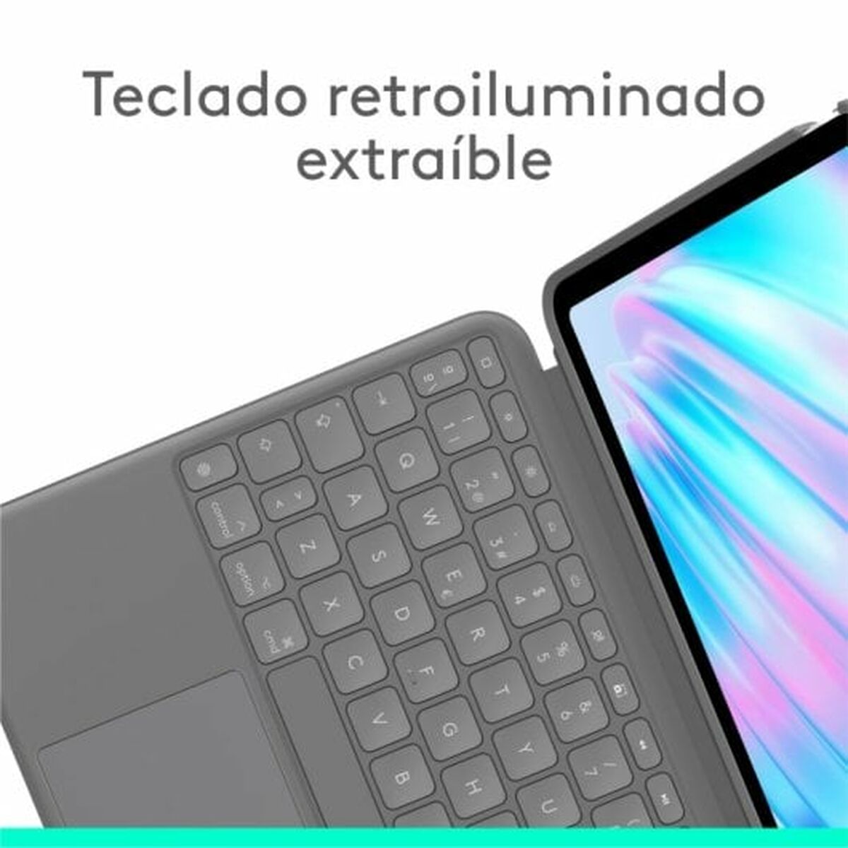Fodral till Läsplatta Logitech iPad Air 2024 | iPad Air 2022 Grå Qwerty Spanska QWERTY - 3