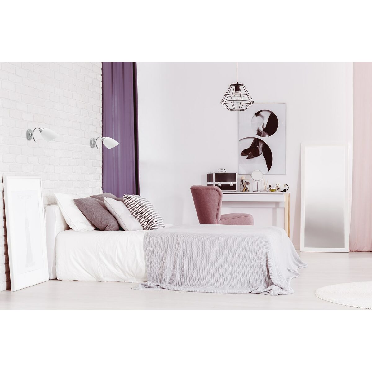 Vägglykta Activejet NIKITA 1P Nikiel Vit ickel Metall Glas 60 W 220-240 V 26 x 12 x 12,5 cm 30 x 12 x 15 cm (1 Delar) - 3