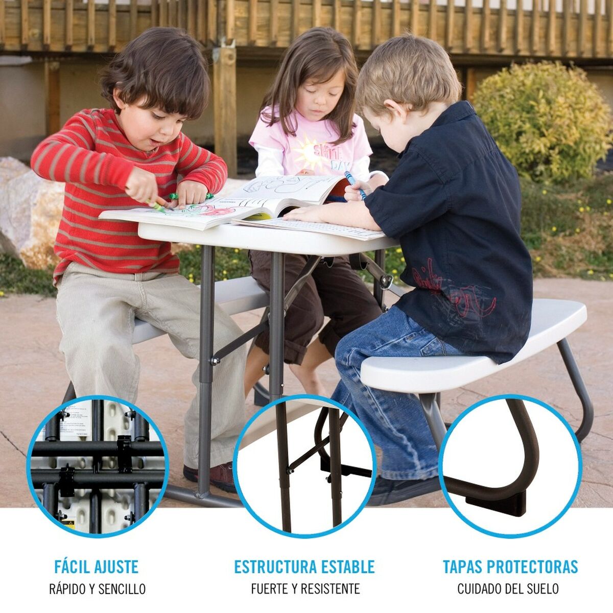 Barnbord Lifetime Kräm Hopfällbar Picknick 82,5 x 53,5 x 90 cm Stål Plast - 2