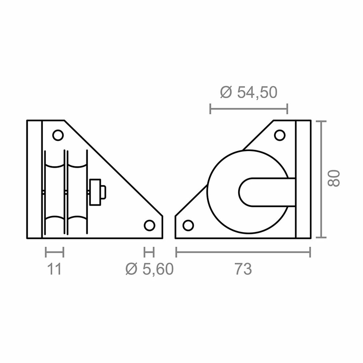 Remskiva för pergola Micel TLD20 Nylon 7,3 x 7,3 x 8 cm Oldalsó Vit - 3