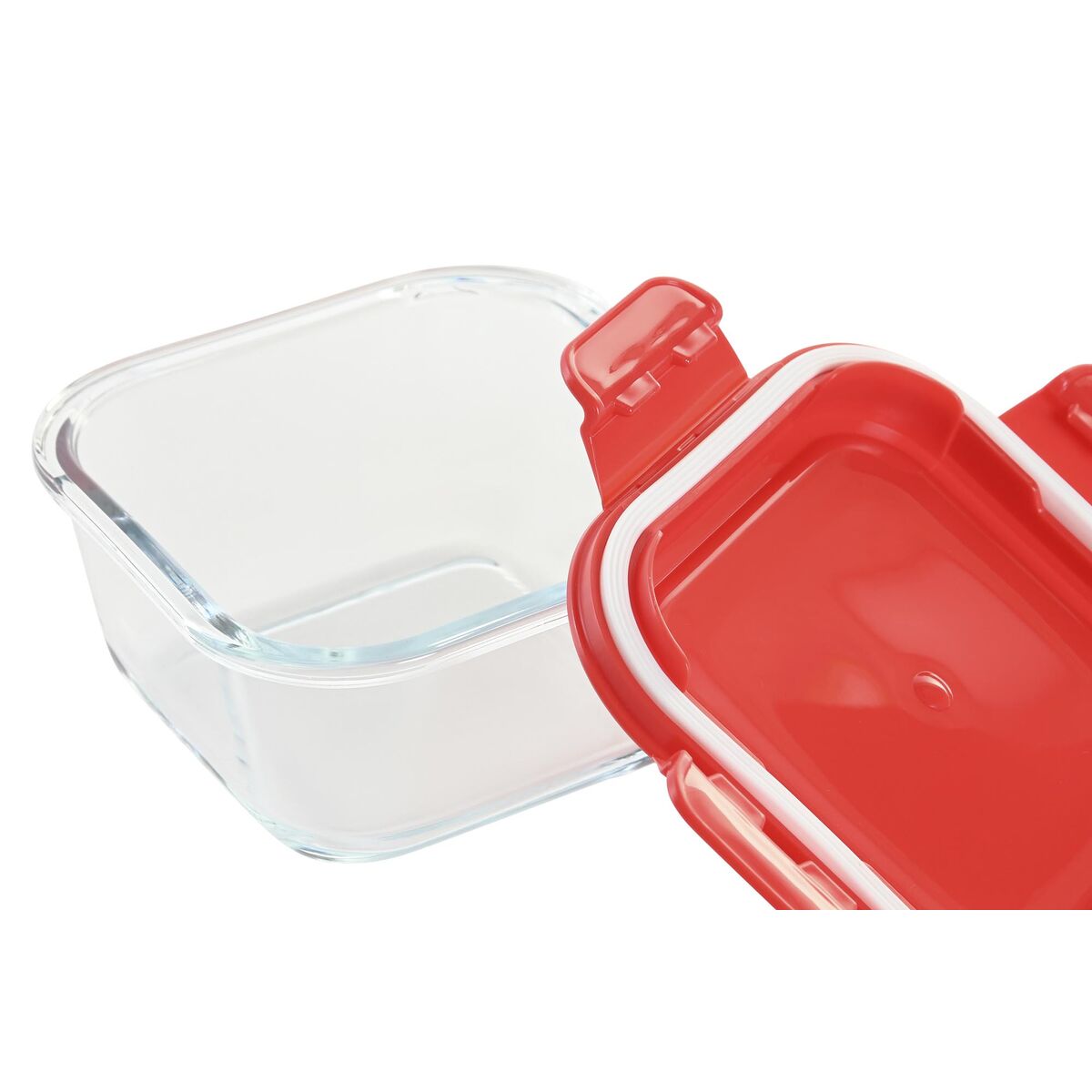 Hermetisk matlåda DKD Home Decor Fyrkantig PP Borosilikatglas (2 antal) (520 ml) - 4