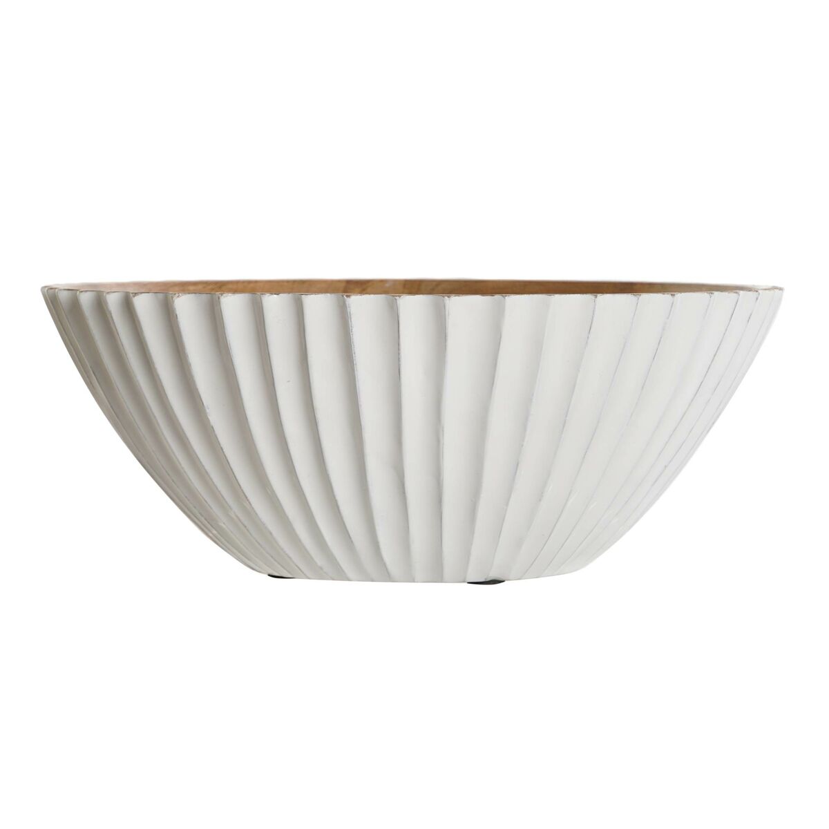 Salladsskål DKD Home Decor Vit Naturell Mangoträ 30 x 30 x 12 cm - 4