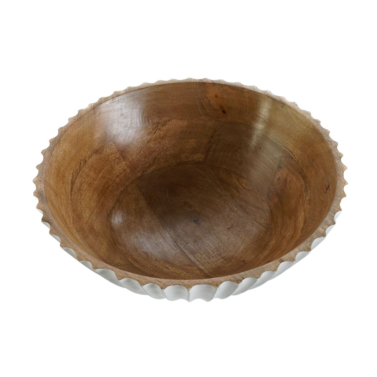 Salladsskål DKD Home Decor Vit Naturell Mangoträ 30 x 30 x 12 cm - 3