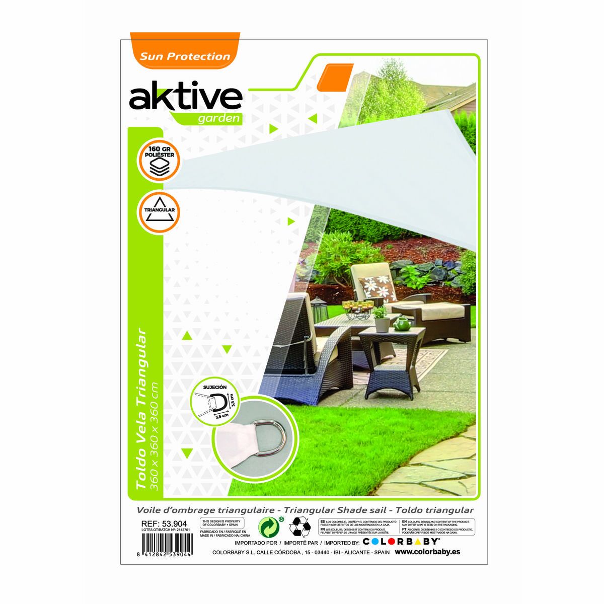 Skugga segel Aktive Triangulär 360 x 0,5 x 360 cm (6 antal) - 11