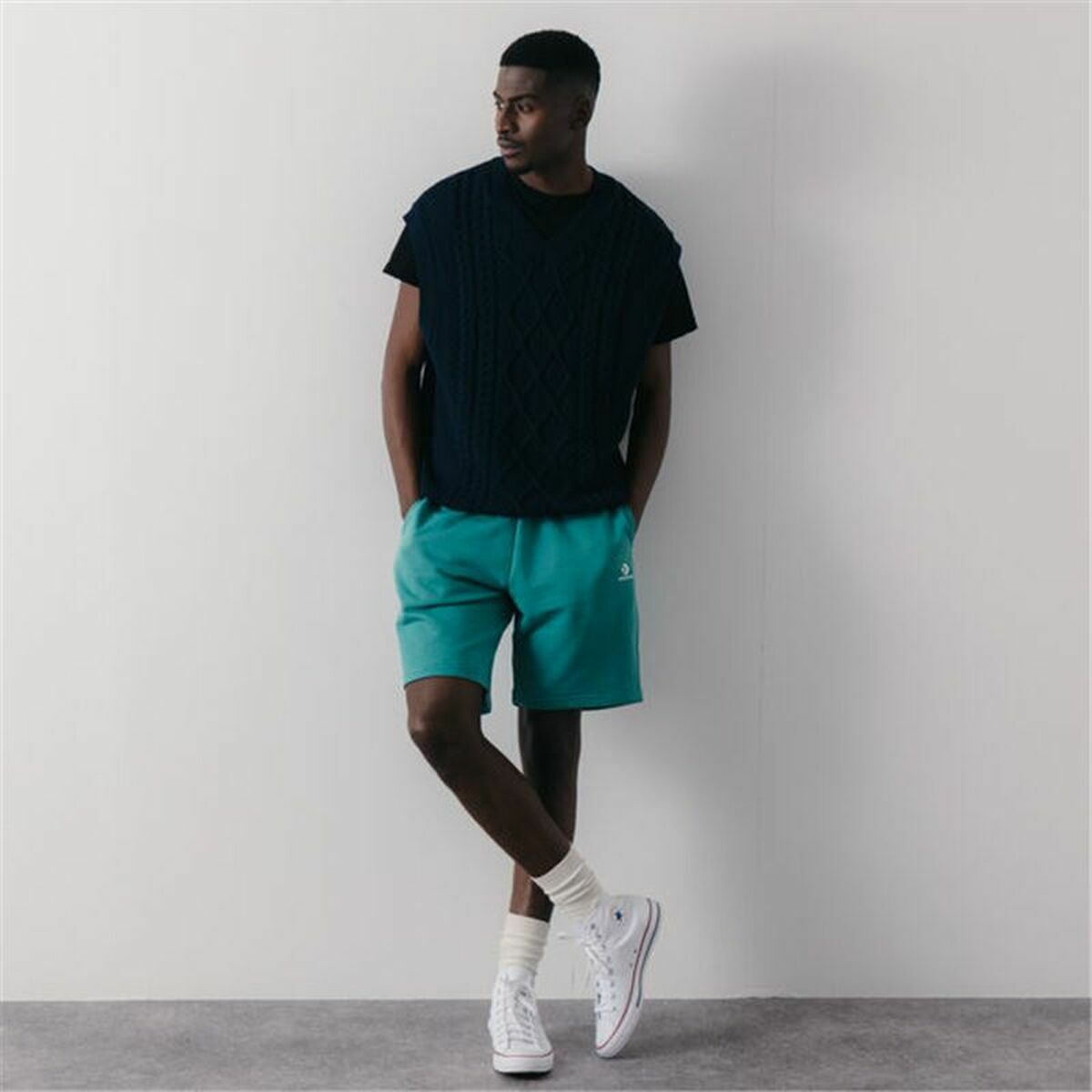 Sportshorts för män Converse Classic Fit Wearers Left Star Grön - 4