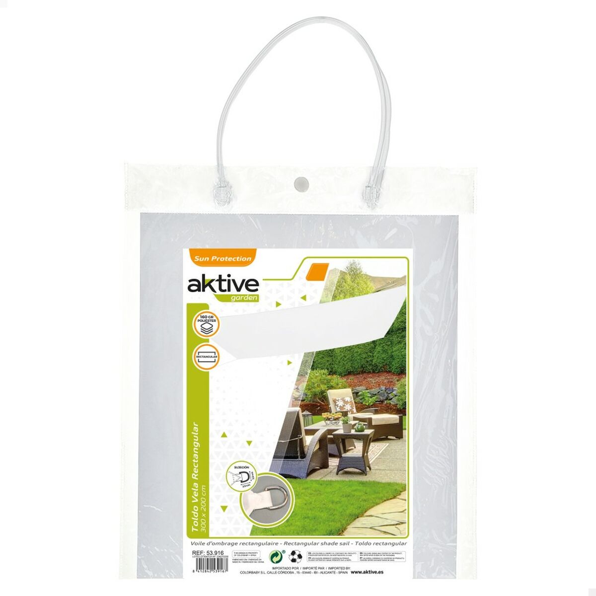 Skugga segel Aktive Rektangulär Vit 200 x 0,5 x 300 cm (6 antal) - 5