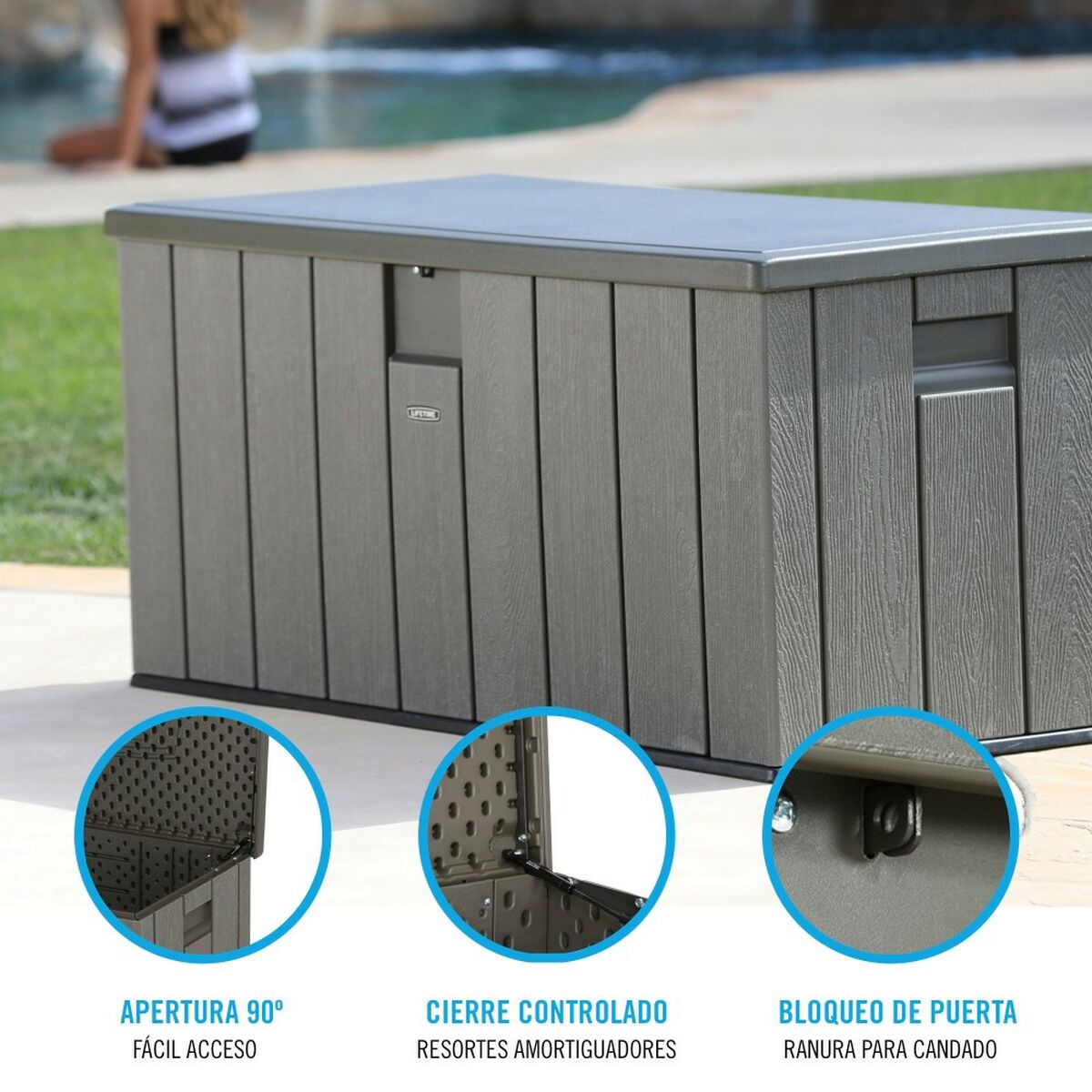 Utomhus Bröst Lifetime Brun 570 L 150 x 69 x 72 cm Stål Plast - 15