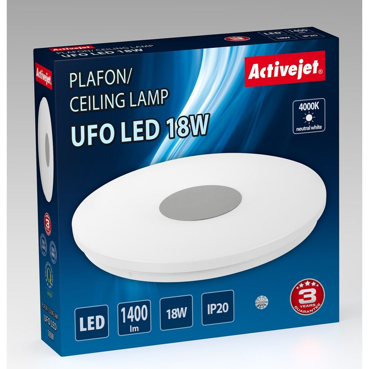 Taklampa Activejet AJE-UFO Vit Metall 18 W - 3