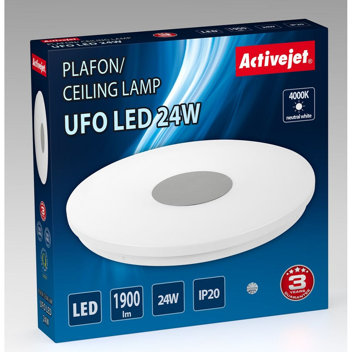 Taklampa Activejet AJE-UFO 24W Vit Silvrig 80 24 W Metall (4000 K) (1 antal) - 2
