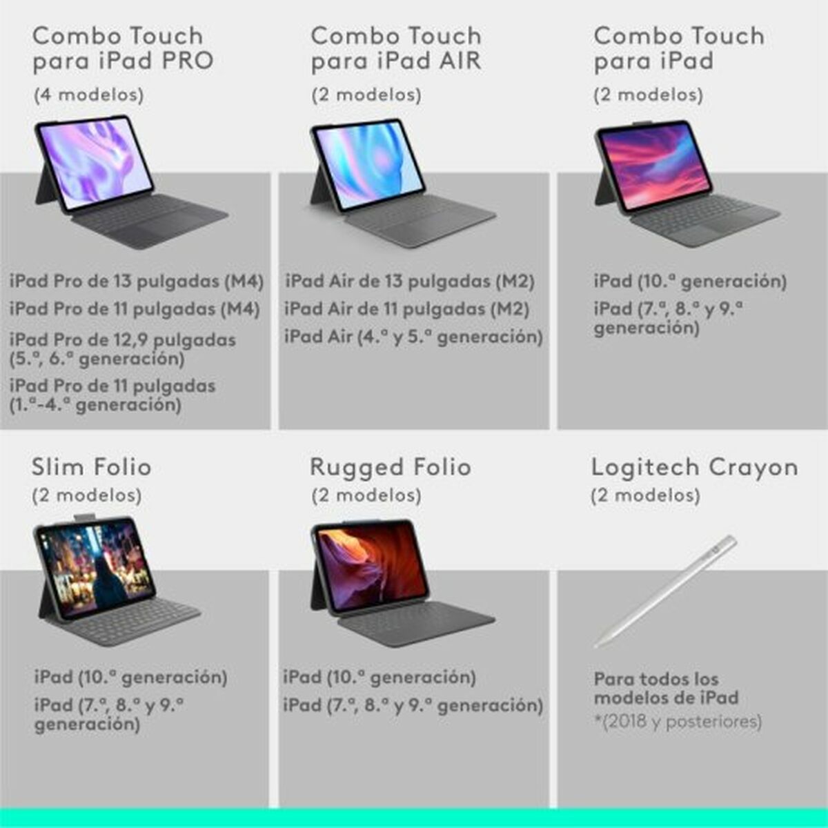 Fodral till Läsplatta Logitech iPad Air 2024 Grå Qwerty Spanska QWERTY - 6