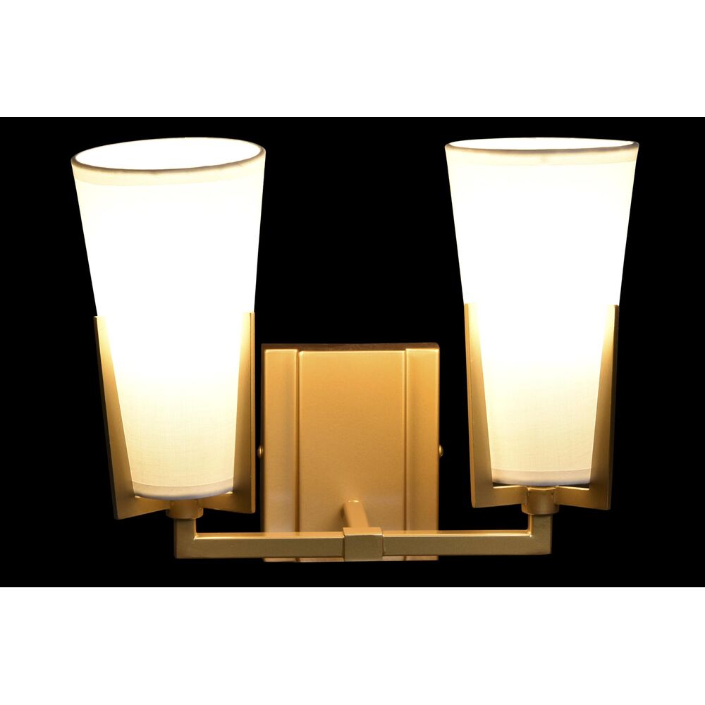 Vägglampa DKD Home Decor Glas Gyllene Metall Polyester Vit (30 x 18 x 23 cm) - 2