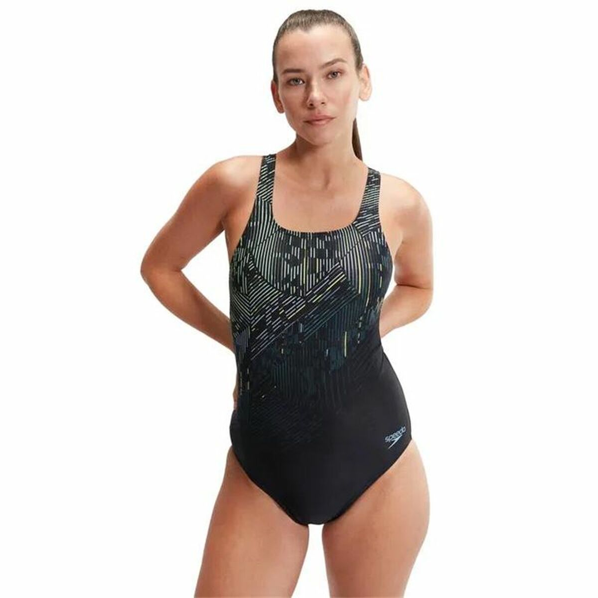 Baddräkt, Flickor Speedo Digital Printed Medalist Svart - 3