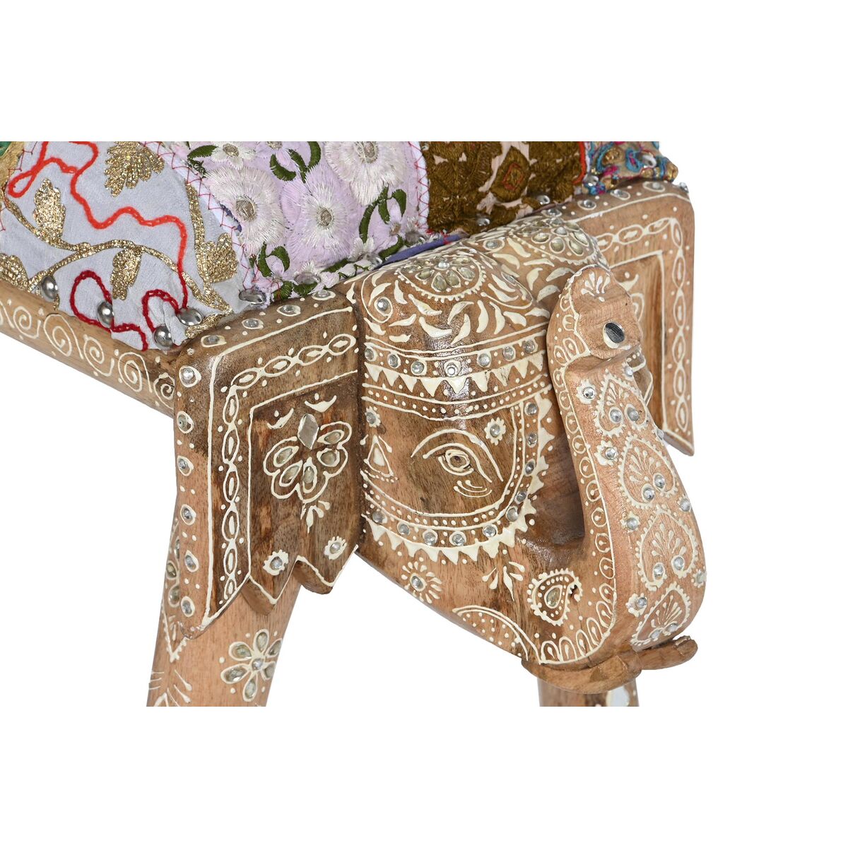 Sittpall DKD Home Decor Multicolour Polyester Mangoträ 65 x 31,7 x 38 cm Elefant - 7