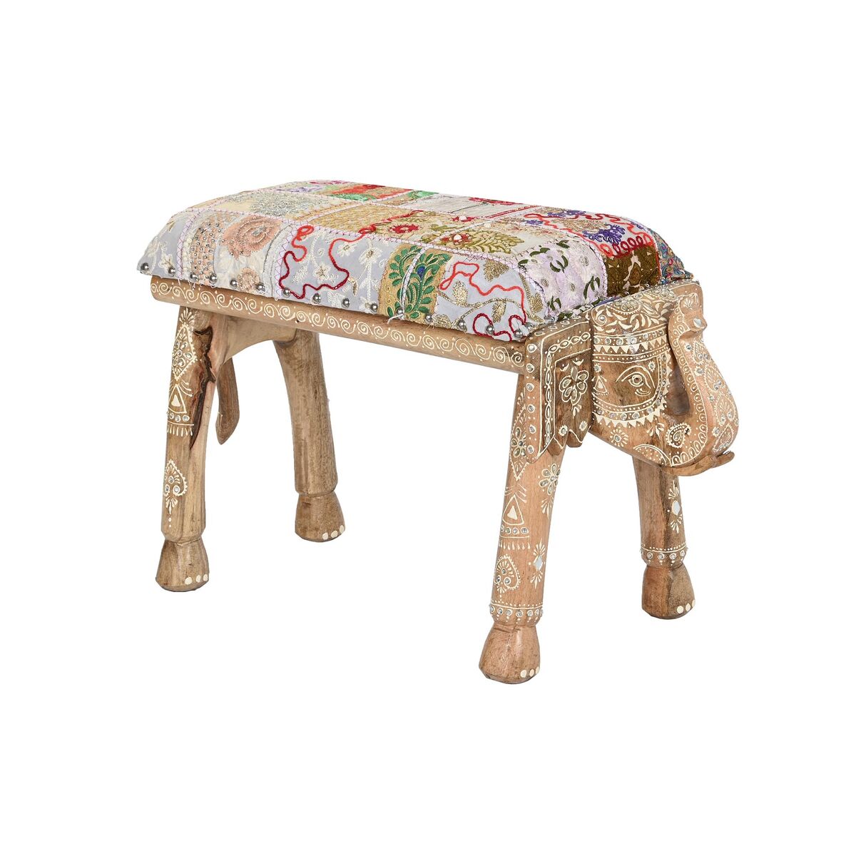 Sittpall DKD Home Decor Multicolour Polyester Mangoträ 65 x 31,7 x 38 cm Elefant - 5