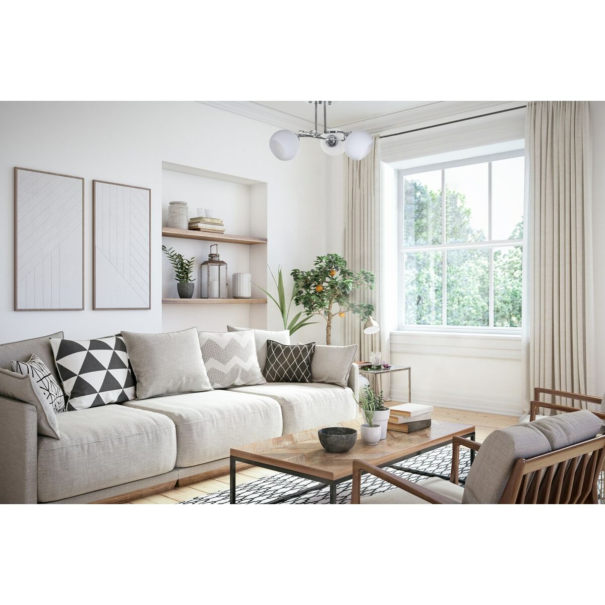 Taklampa Activejet AJE-IRMA 3P Vit Silvrig Metall 40 W 39 x 29 x 35 cm - 2