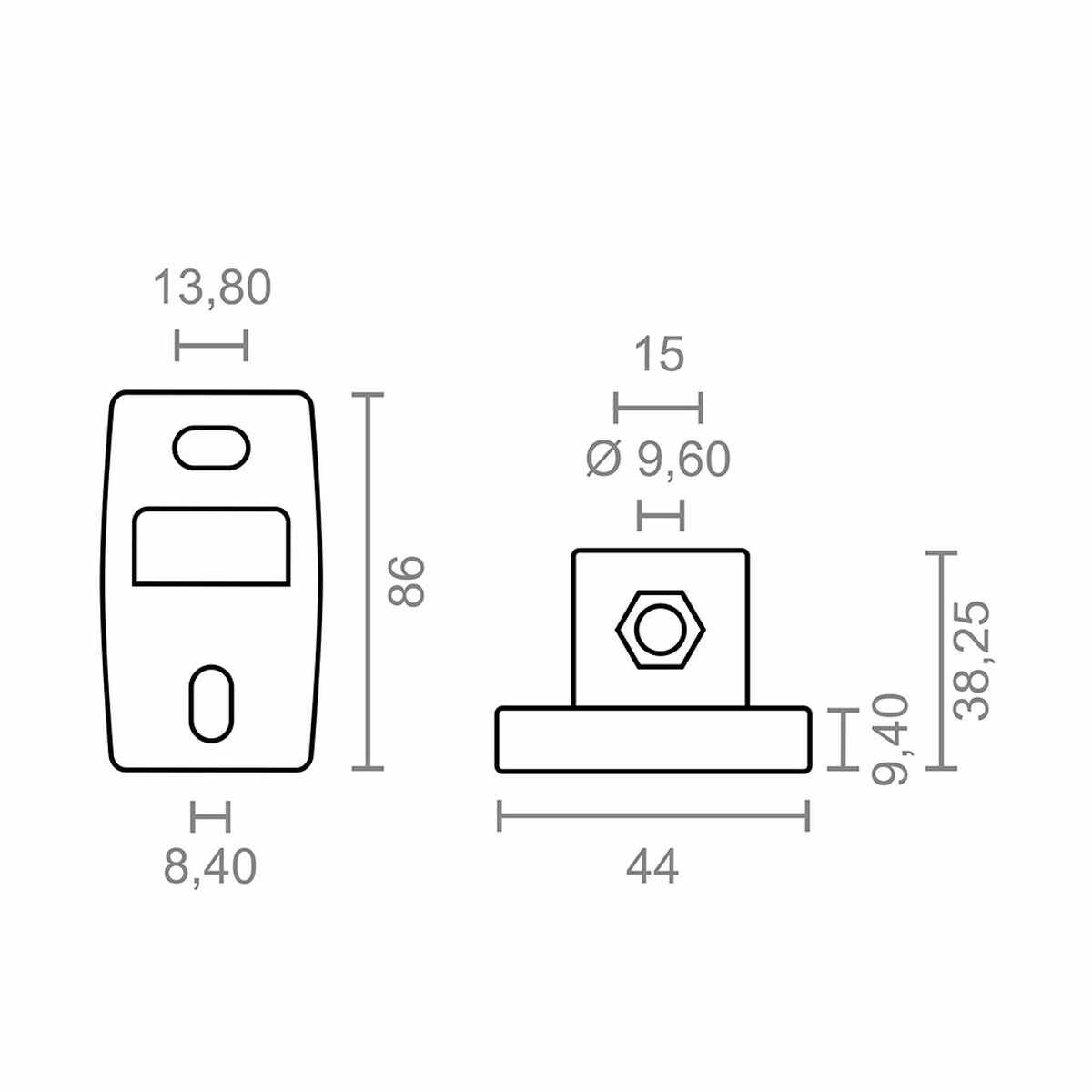 Stöd för markis Micel TLD02 Vit 4,4 x 3,82 x 8,6 cm Vägg 2 Delar - 3