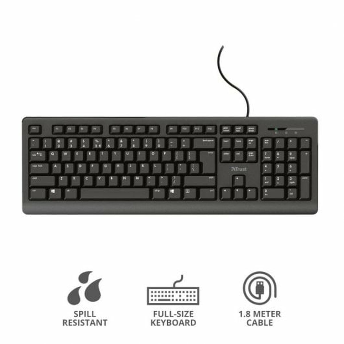 Tangentbord Trust 23982 Svart Qwerty Spanska - 5
