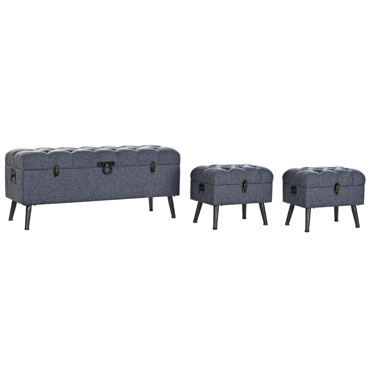 Förvaringskista med sits DKD Home Decor Blå Metall Polyester MDF (121 x 42 x 53 cm) - 8