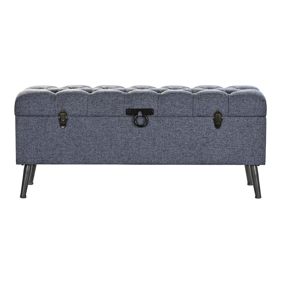 Förvaringskista med sits DKD Home Decor Blå Metall Polyester MDF (121 x 42 x 53 cm) - 4