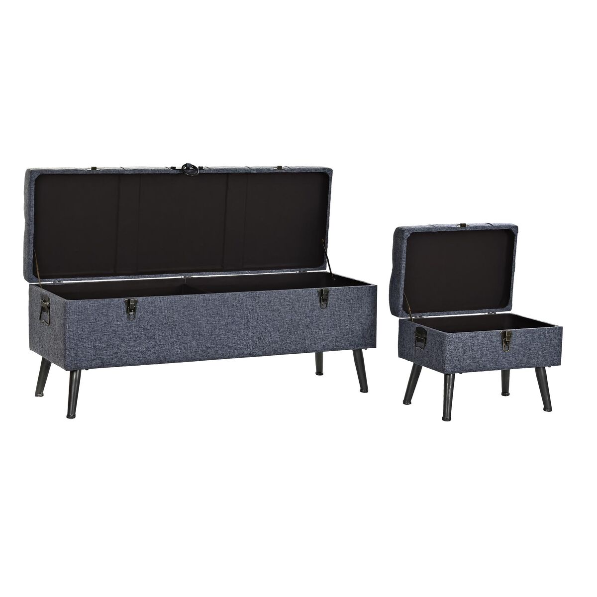 Förvaringskista med sits DKD Home Decor Blå Metall Polyester MDF (121 x 42 x 53 cm) - 7