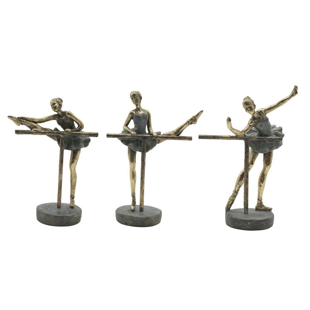 Prydnadsfigur Home ESPRIT Grå Gyllene Balettdansare 14 x 8 x 20 cm (3 antal) - 4