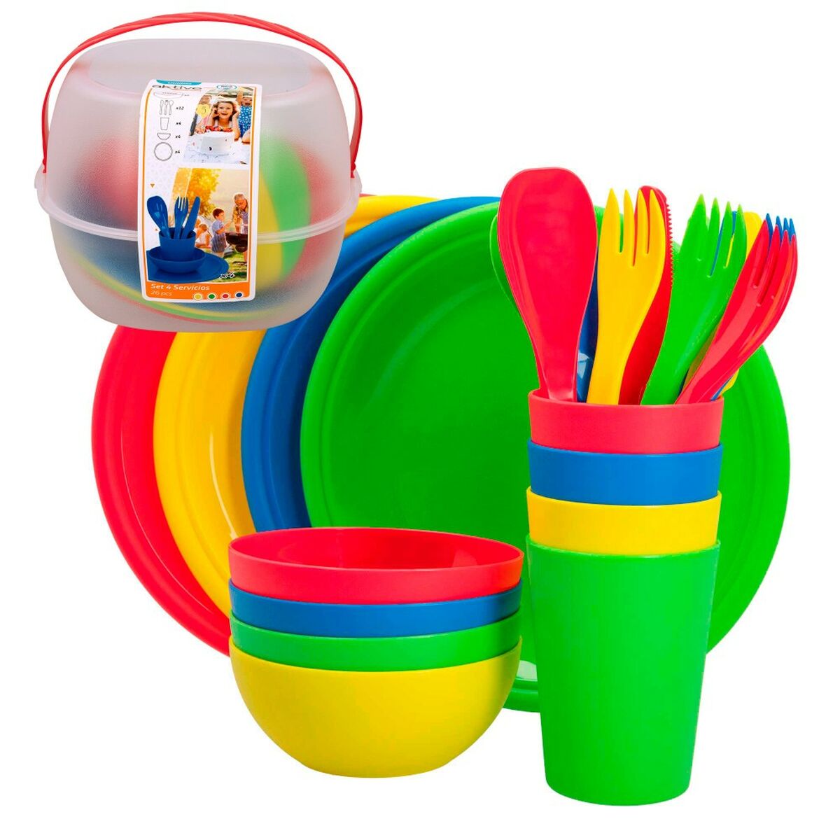 Picknick set Aktive 22,5 x 1,5 x 22,5 cm polypropen (4 antal) - 5