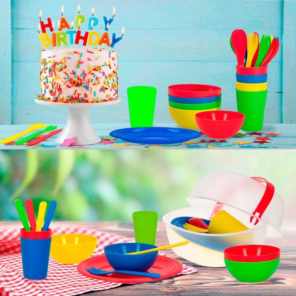 Picknick set Aktive 22,5 x 1,5 x 22,5 cm polypropen (4 antal) - 8