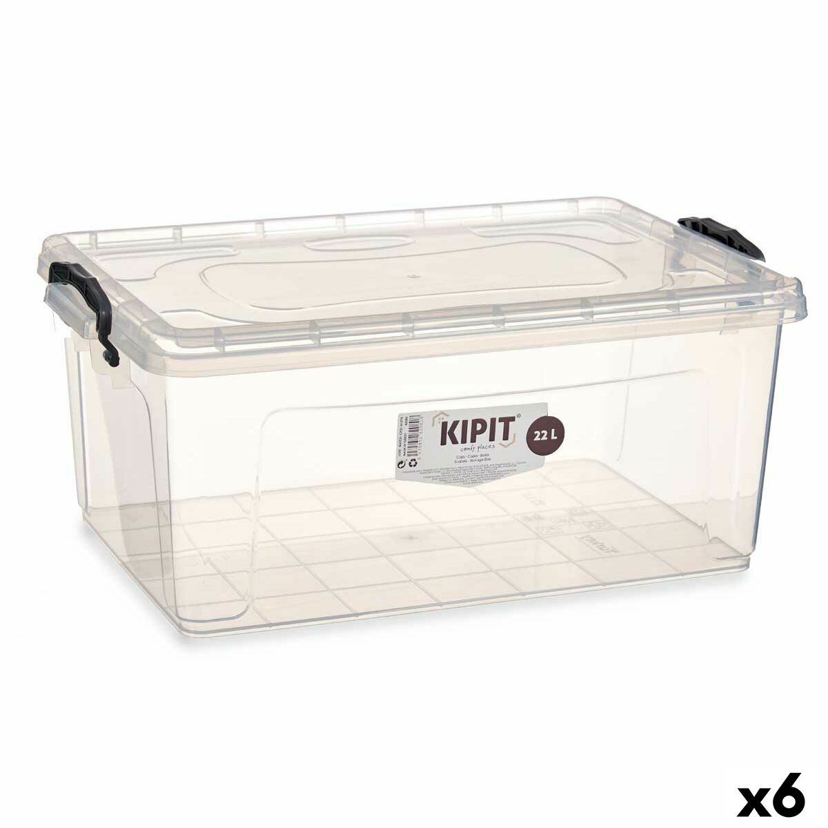 Förvaringslåda med lock Transparent Plast 22 L 32 x 20,5 x 50 cm (6 antal) - 3