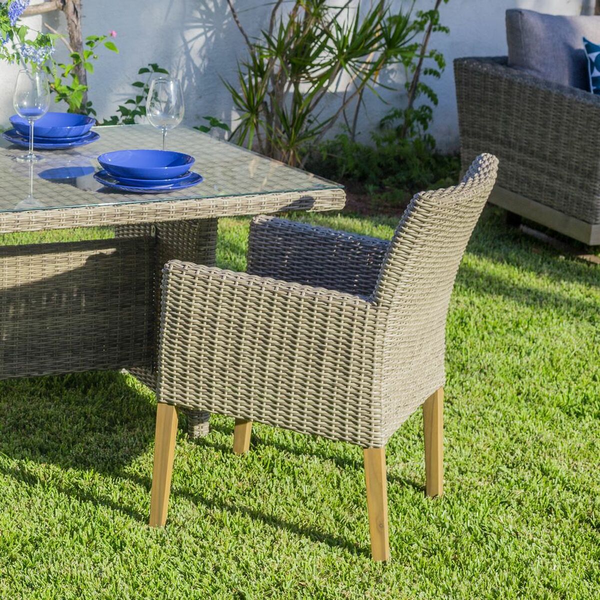 Kerti szék Patsy Grå Trä Rattan 58 x 63 x 86 cm - 6