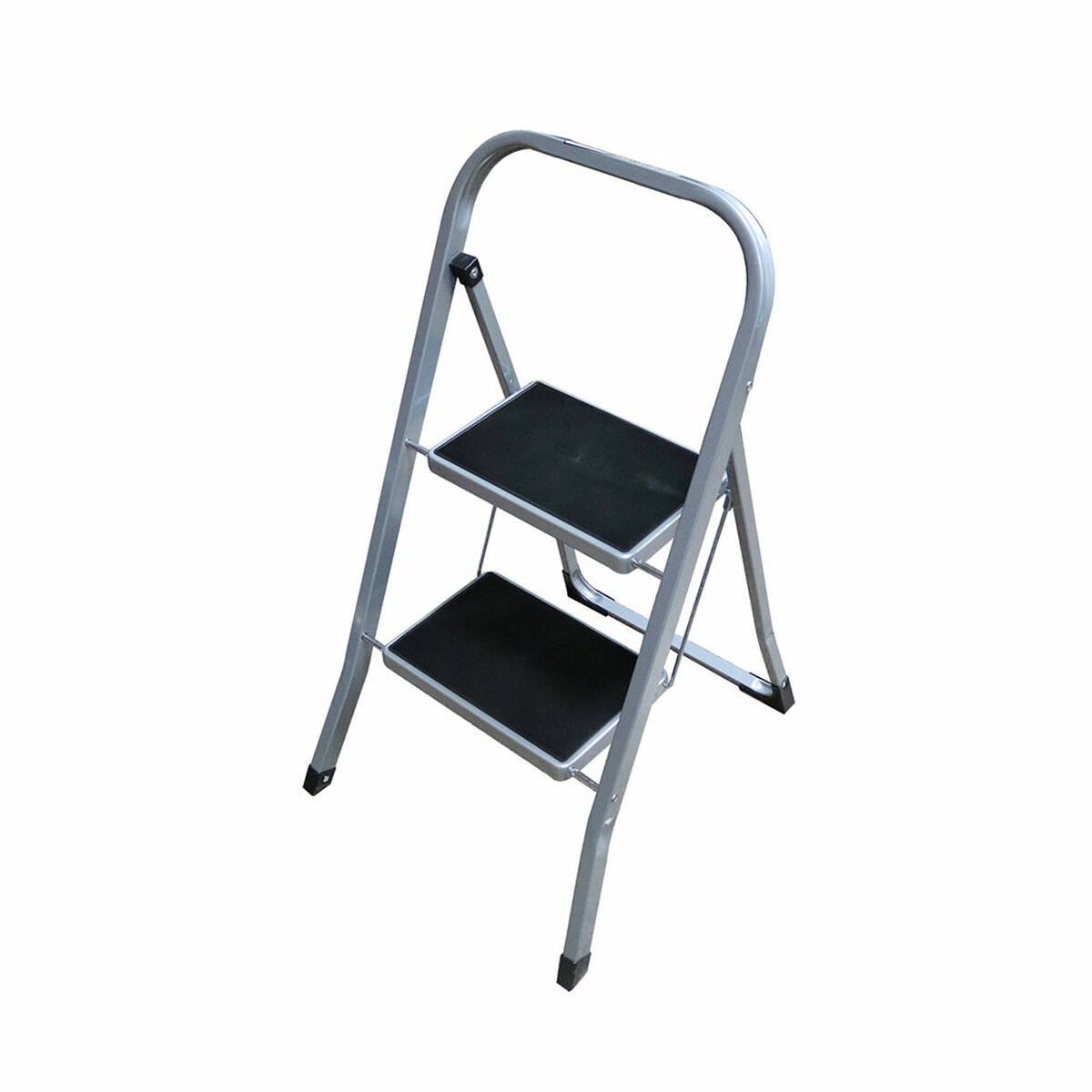 Hoppvikbar trappstege, 2 steg EDM 75081 Grå Stål 47 x 55 x 82 cm - 2