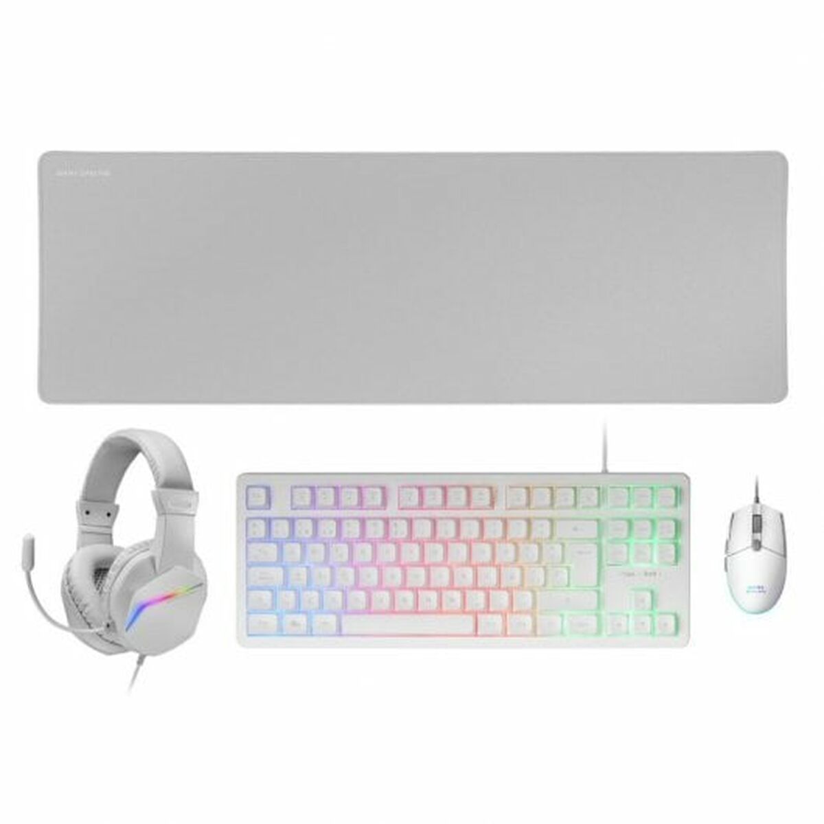 Tangentbord och Mus Mars Gaming MCPRGB3WES Vit QWERTY