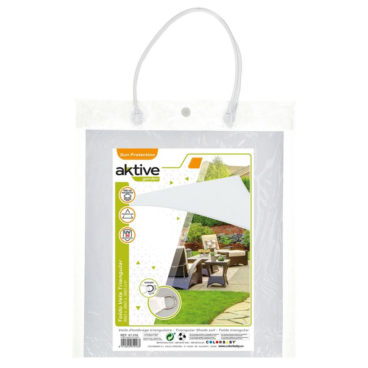 Skugga segel Aktive Triangulär Vit 360 x 0,5 x 360 cm (4 antal) - 4
