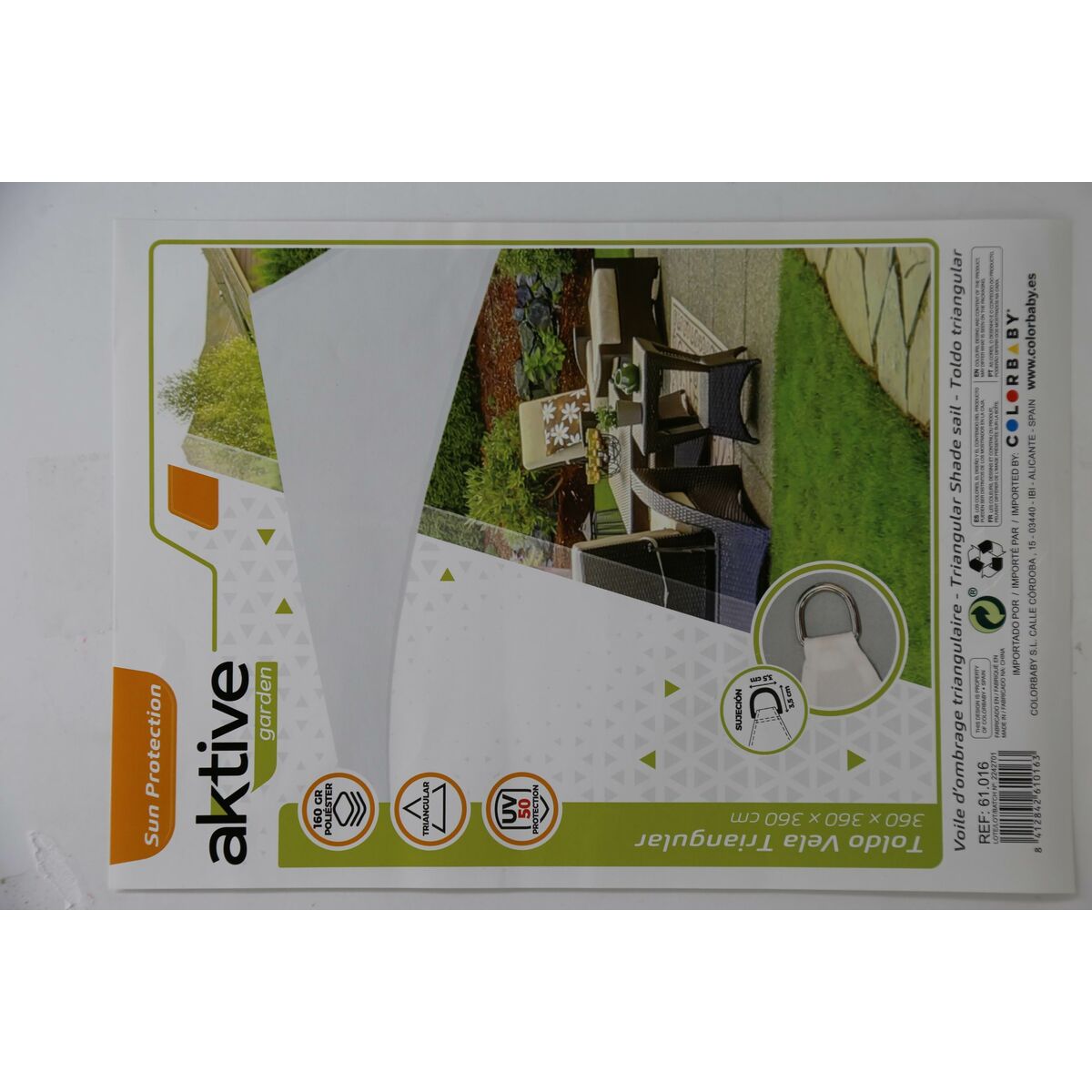 Skugga segel Aktive Triangulär Vit 360 x 0,5 x 360 cm (4 antal) - 9