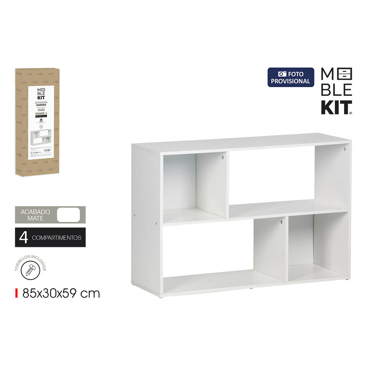 Bokhylla MobleKit Vit Trä 85 x 30 x 59 cm - 2