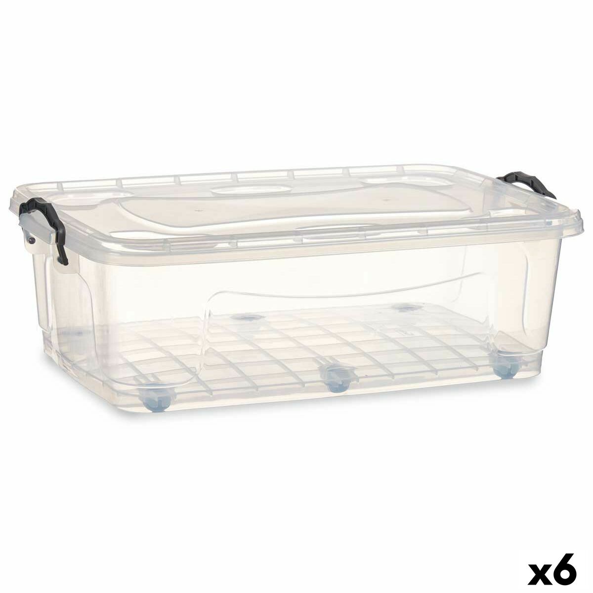 Förvaringslåda med hjul Transparent Plast 30 L 40 x 20,5 x 63 cm (6 antal)