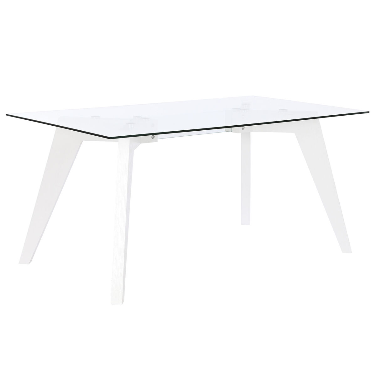 Matsalsbord DKD Home Decor Vit Transparent Glas Trä MDF 160 x 90 x 75 cm - 3