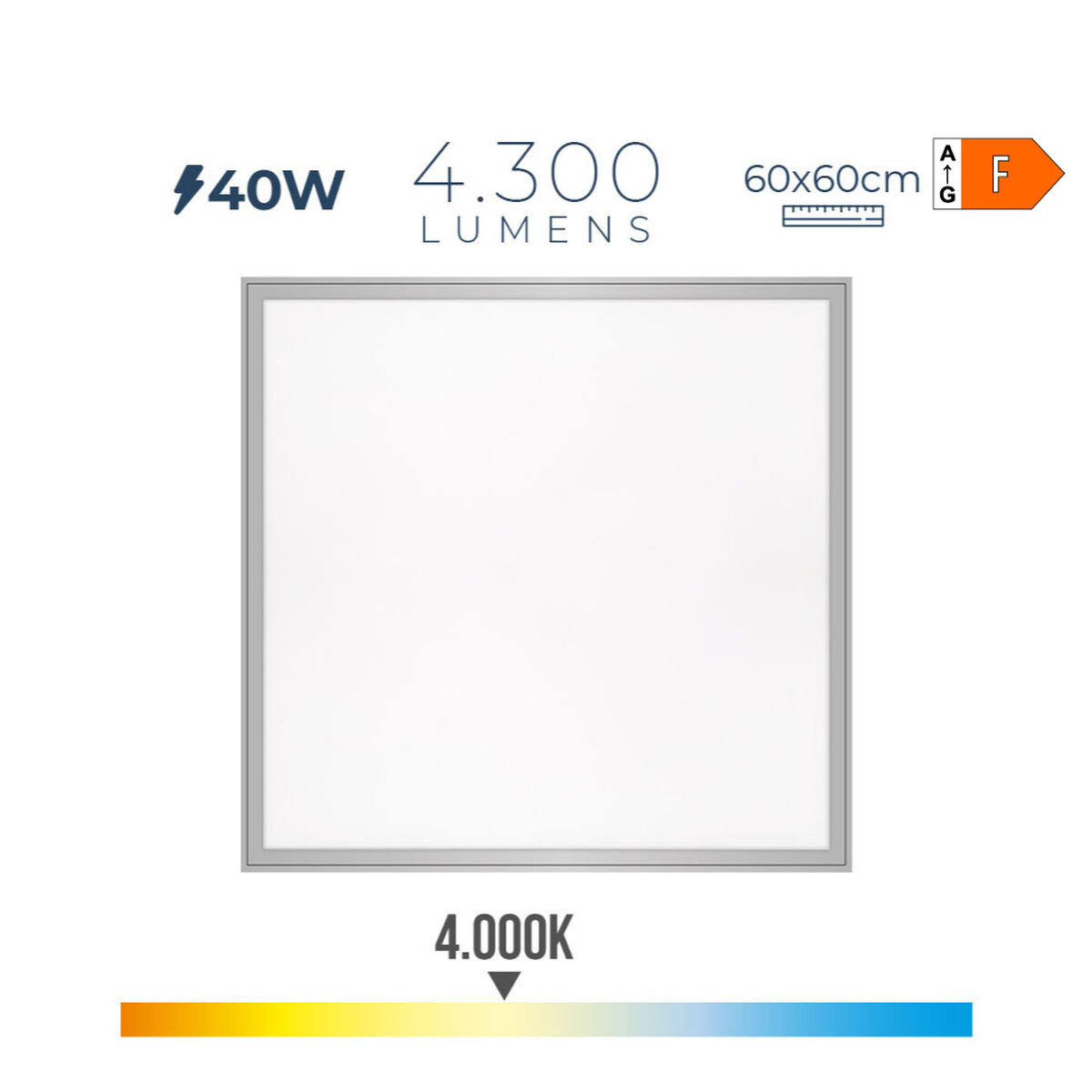 Taklampa EDM 31624 Plast 40 W 59,5 x 59,5 x 3,5 cm (4000 K) - 3