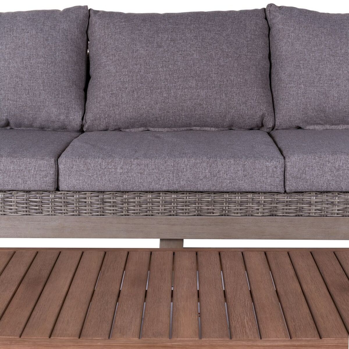 Trädgårdssoffa Patsy Grå Aluminium Rattan Akaciaträ 220 x 89 x 64,50 cm - 3