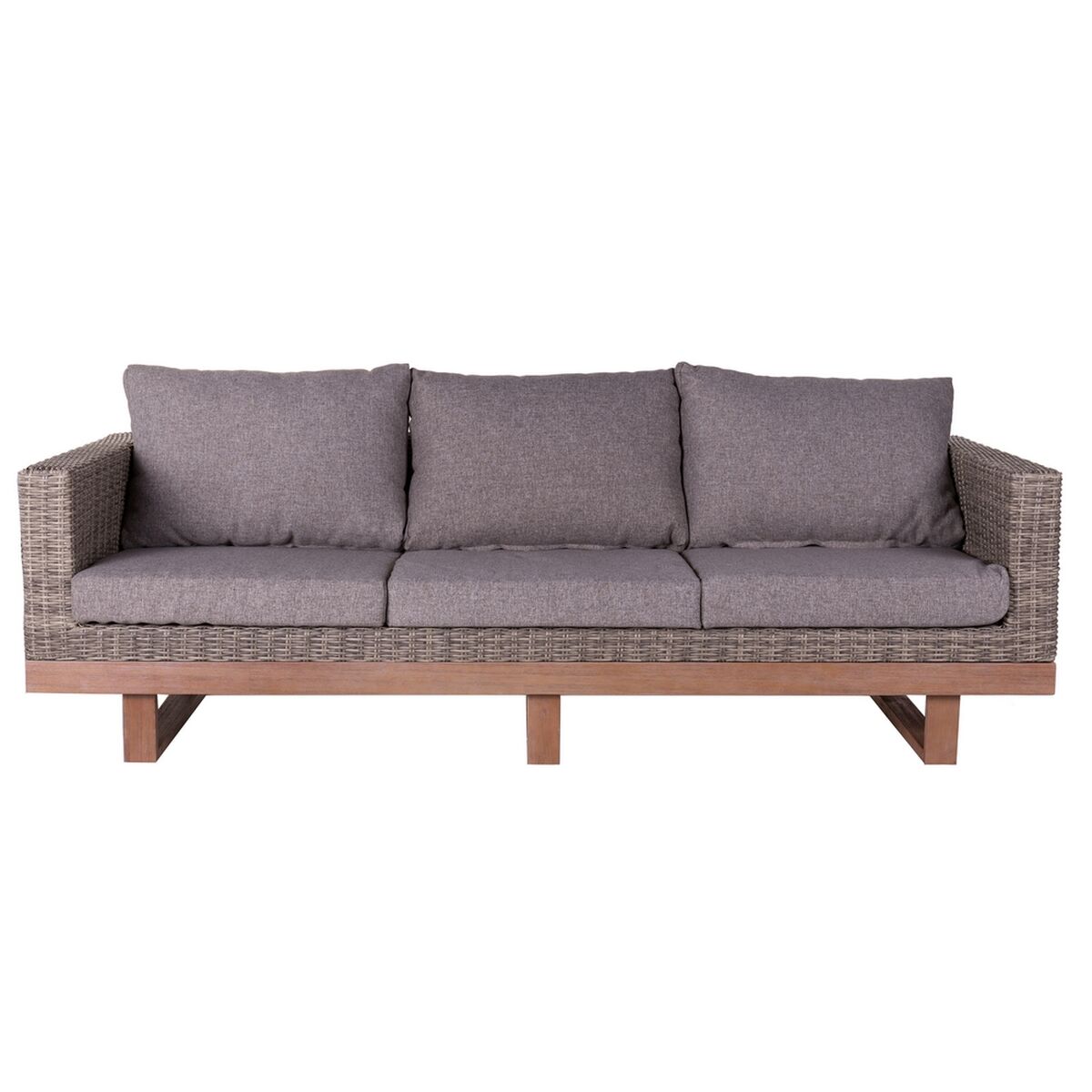 Trädgårdssoffa Patsy Grå Aluminium Rattan Akaciaträ 220 x 89 x 64,50 cm